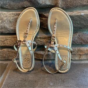 Vince Camuto Metallic Gold Sandals, Size 6.5 VC-MOLLAN